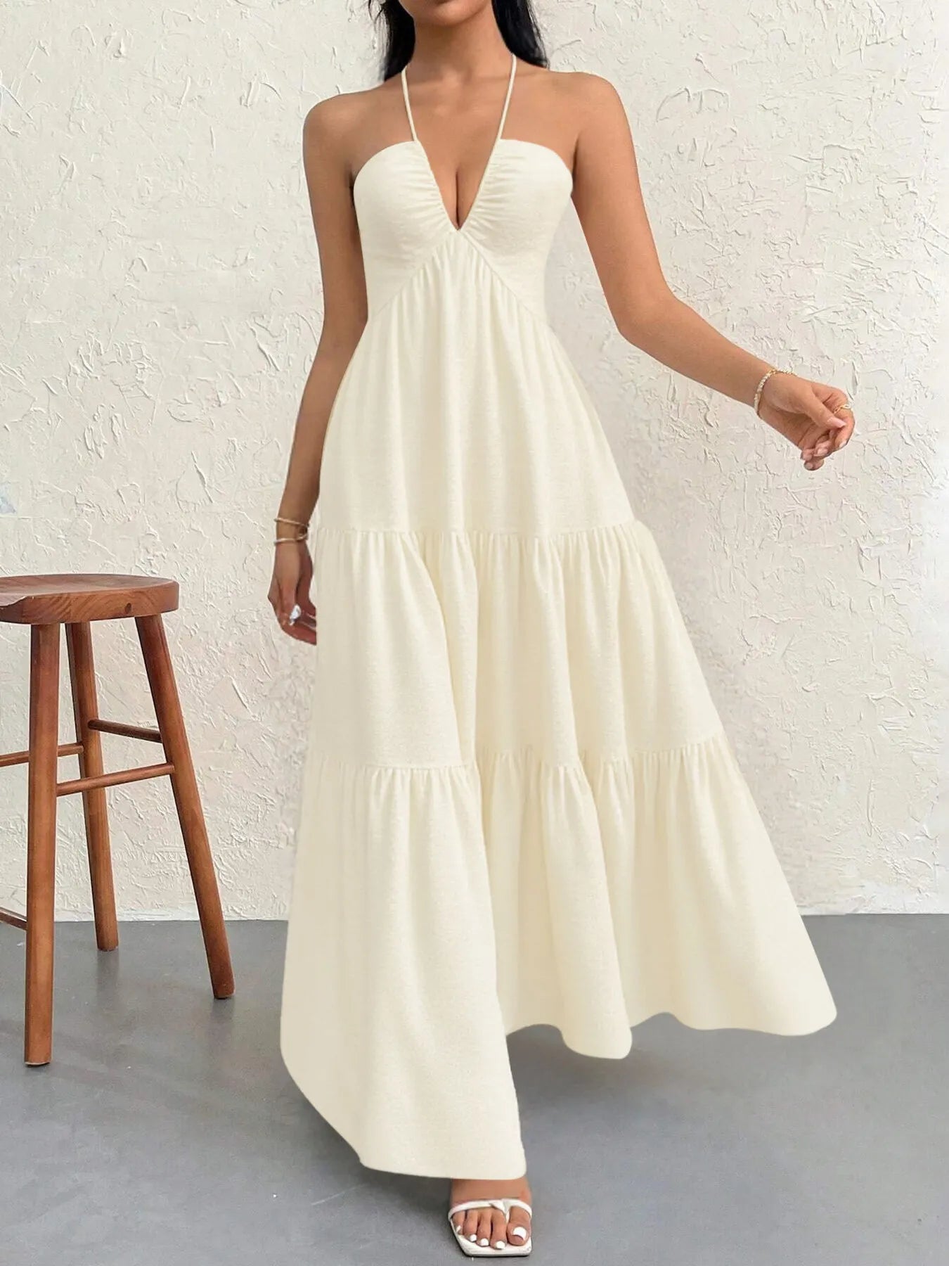 Halter Neck Tiered Maxi Dress – Minitalot